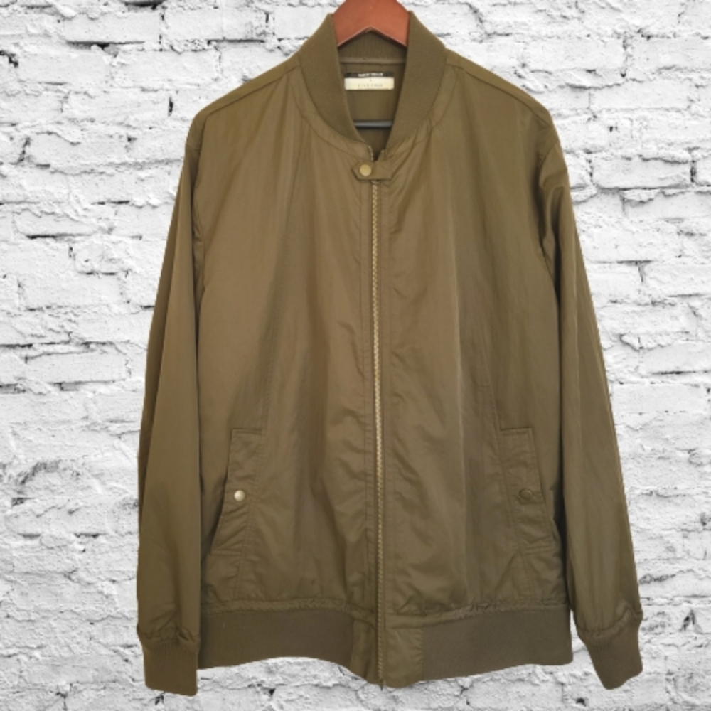 Robert Geller Men's XL Five Four Full Zip Bomber Jacket Olive Green